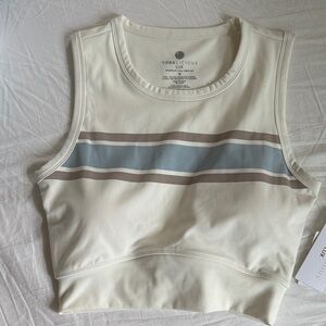 Yogalicious Cream and Blue Crop Top